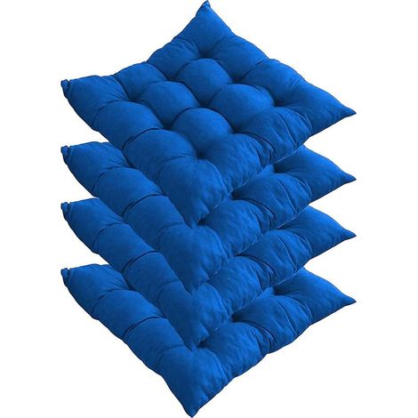 4er-Set dicke Stuhlpolsterkissen, Sitzpolsterkissen für Esszimmerstühle, 40 x 40 cm, Sitzkissen für Gartenstühle für Zuhause, Büro, drinnen und draußen (blau)