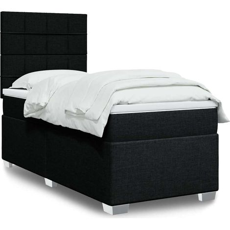 Sommier à lattes de lit avec matelas Noir 90x190 cm Tissu (1/5)