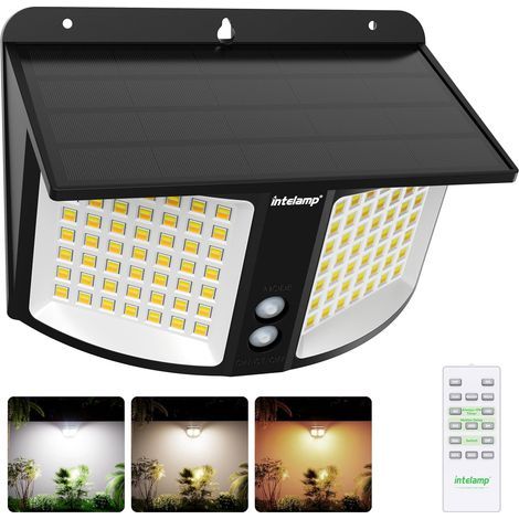 Lampe solaire d'extérieur Intelamp, projecteur solaire 4000 mAh avec capteur radar, éclairage extérieur solaire à 180°, 3 températures de couleur réglables, 3 modes, pour patio, terrasse, jardin, gara (1/5)