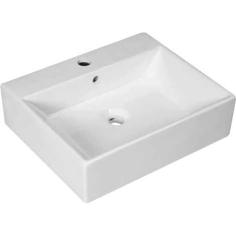 Lavabo da appoggio/sospeso in ceramica bianca con foro rubinetteria modello flos 50 51x42,5x14 cm BARBOTTINA
