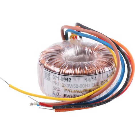 Rs Pro – Transformateur torique 2 sorties 230V c.a. 2 x 9V c.a. 15VA – Courant 833mA – Pour applications électroniques
