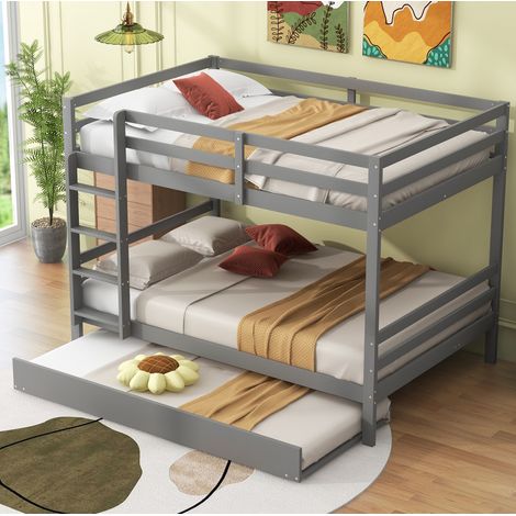 Cama Litera 140x200 Cm Cama Abatible Y Estructura Madera Gris (1/5)