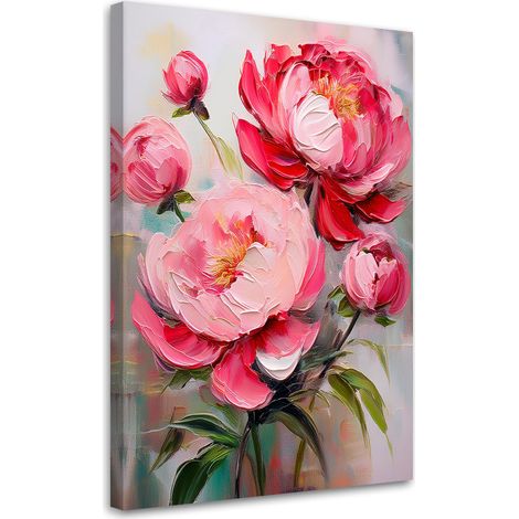 Quadro su tela, Fiori di peonia rosa Piante - 40x60 (1/3)