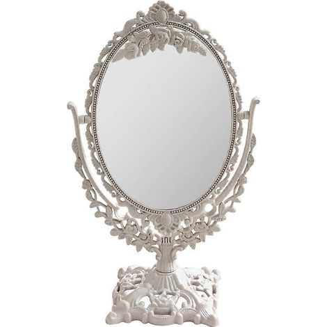 Miroir de maquillage de bureau style rétro, miroir de maquillage en relief pour fille-24.00X16.00X12.00CM-Beige