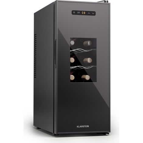 Klarstein Freistehender Weinkühlschrank 1 Zone, Getränkekühlschrank Klein, Kleiner Weinschrank, Wein-Kühlschrank Klein mit Glastür, Indoor/Outdoor Flaschenkühlschrank, Wine Fridge, 12 Flaschen
