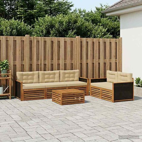 vidaXL Outdoor-Sofagarnitur 6 pcs Natur und Beige (1/5)