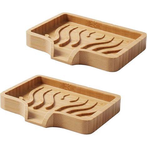 Porte-savon en bambou, plateau porte-savon en bois avec égouttage intégré, idéal pour la baignoire, l'hôtel ou la décoration intérieure. (1/5)