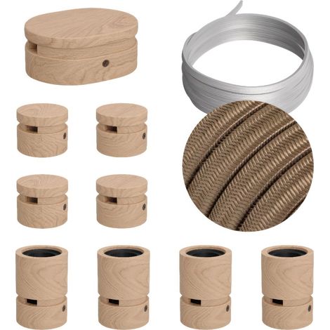Sistema Filé Symmetric Kit - con cavo di 5 m per catenaria e 9 componenti in legno per interni