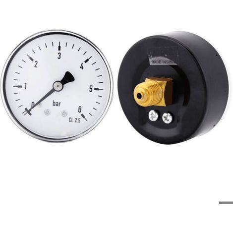 Manomètre De Pression - 0-6 Bar - Raccord 1/4 Pouces NPT - Pour Eau Huile Carburant Air - 1 Pièce (1/5)