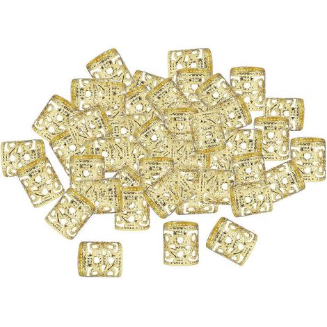100 boucles pour extensions de cheveux sales, bijoux de cheveux pour tresses.-Gold (1/5)