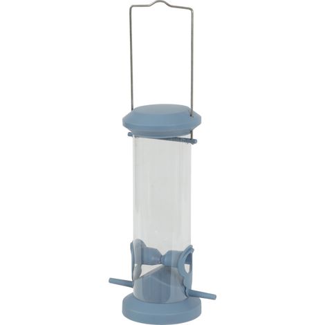Mangeoire silo à graines, 2 perchoirs bleu, pour oiseaux - animallparadise (1/3)