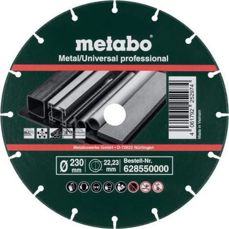 Disque à tronçonner diamanté METABO 230x1,6x22,23mm, MUP, métal/universel professionnel (628550000) (1/2)