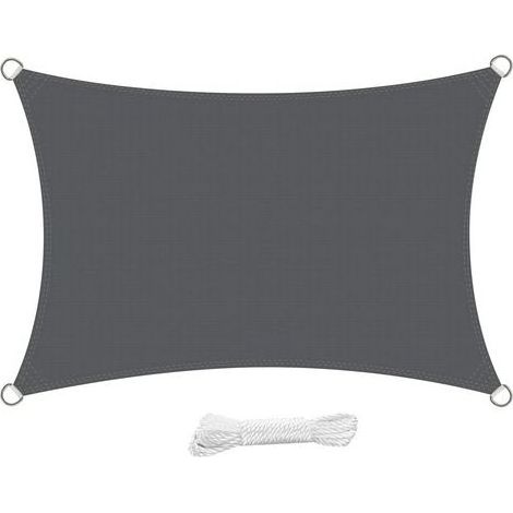 Swift Rechteckiges Sonnensegel 4x6 Meter, atmungsaktives und UV-beständiges HDPE, für Garten, Terrasse und Balkon, Anthrazit (1/5)