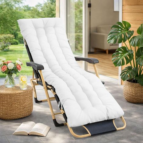 Coussins pour Bains De Soleil,170x50x10 CM Chaise Longue Jardin,Matelas Transat Bain De Soleil Chaise Longue Exterieur pour Jardin Terrasse Balcon (1/5)