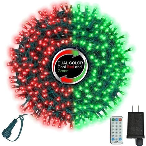 Guirlande lumineuse extérieure de 500 LED, 16 modes d'éclairage clignotant, idéale pour une chambre ou un sapin de Noël, 14 m de long. (1/5)
