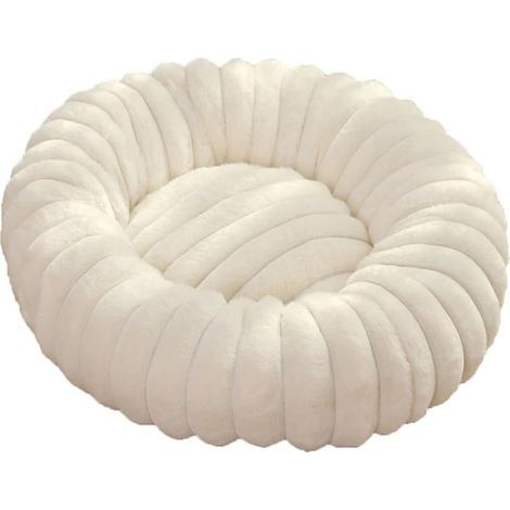 Panier Chien Donut, Panier Chat, Lit Ronde en Forme de Beignet, Canapé, Coussin, Lits pour Animaux Lavable, Chien Orthopedique, Base antidérapante, Tissu Peluche Doux (40cm/15.7in,Blanc) (1/5)