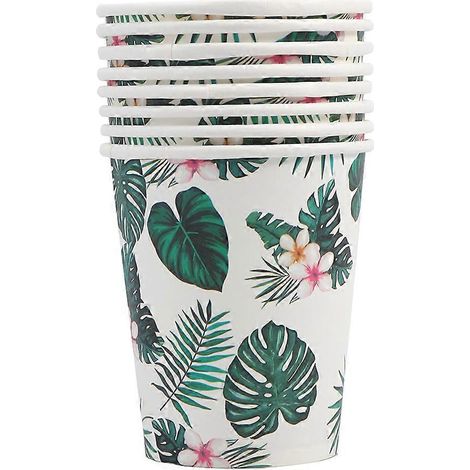 Gobelets en papier jetables pour fêtes, paquet de 8, parfaits pour l'été hawaïen. (1/5)