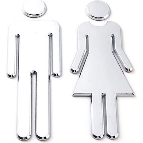 Autocollants toilettes 12 x 4 cm – Panneaux signalétiques hommes/femmes avec symboles universels, adhésifs facile à poser, pour salle de bain, bureau ou lieu public (1/5)
