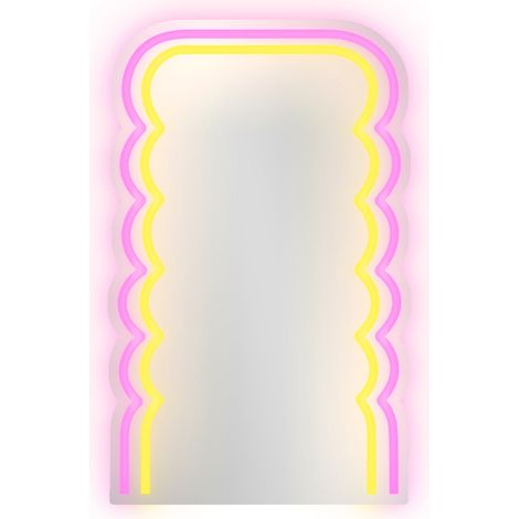 WD LifeStyle Specchio Decorativo con Luci Led 20 x 33 Cm Decoro Onde (1/4)