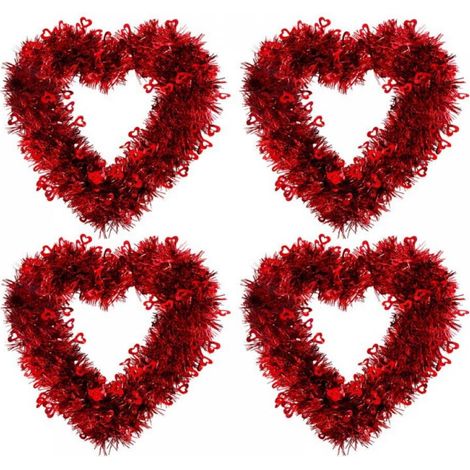 Guirlande En Cœur - Guirlande De Porte Et Fenêtre En Madder Tissé À La Main - Pour Décoration Intérieure Mariage Saint-Valentin - 4 Pièces (1/5)