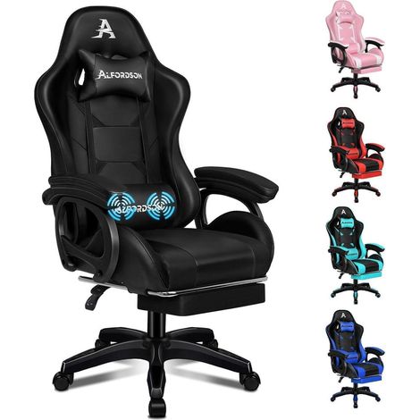 ALFORDSON Bürostuhl Massage-Lendenkissen ergonomisch höhenverstellbar Schwarz (1/5)