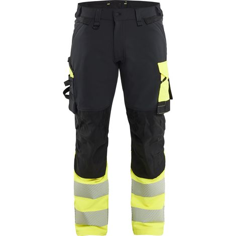 Pantalon de travail Stretch 4D Haute-visibilité 1126 Noir/Jaune fluo XS - FR(38) - SE(C44) - Longues