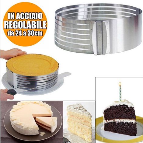 Trade Shop - AFFETTATORT TAGLIA TORTA REGOLABILE VON 24 30 CM STAMPLE ANELLO ACCIAIO - (1/5)