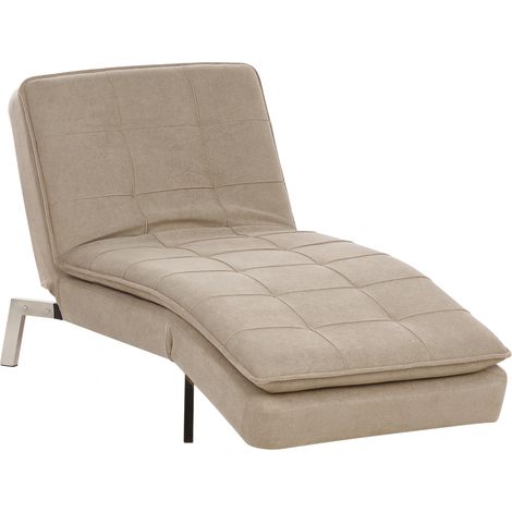Chaise longue con reposapiés y respaldo reclinables tela beige Loiret (1/5)