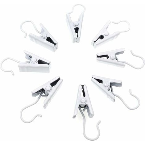 - Paquete de 100 pinzas para cortina de acero inoxidable blancas para decoración del hogar, fotos, manualidades y actividades en interiores y exteriores. (1/5)