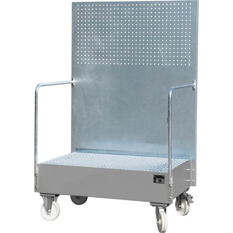 Bauer Südlohn Bac de récupération mobile avec paroi en tôle perforée LPW 200-2, peint, gris souris (1/3)