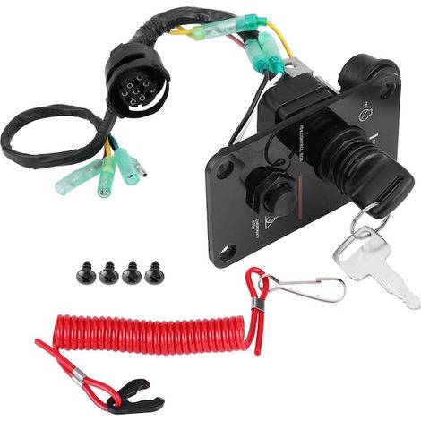 Interrupteur à clé 12V pour bateau Yamaha, 70x110mm, noir, métal/plastique, 704-82570-12-00 - Contacteur d'allumage marin étanche (1/5)