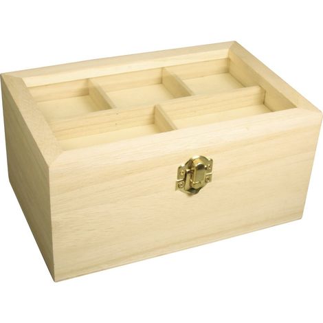 Rayher Scatola Portaoggetti In Legno, Coperchio di Vetro con Scomparti,16 x 16 x 9,5 cm, Legno Naturale, da Decorare e Colorare, 62577000 (1/2)