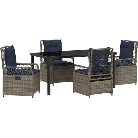 Maison Exclusive - Garten Essgruppe 5 pcs Grau Poly-Rattan