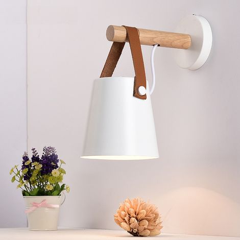 Industrial Wall Light White Indoor Wall Lamp Leather Wall Sconce for Living Room Kitchen Bedroom