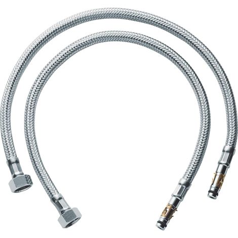 Tuyau Flexible Chromé - 2 Pièces - Métal - Alimentation Eau - Salle De Bain
