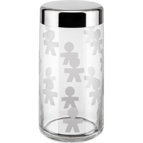 Alessi AKK38 Girotondo Barattolo Ermetico in Vetro Serigrafato con Coperchio in Acciaio Lucido (1/5)
