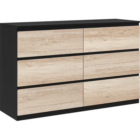 HOMCOM - Commode - Panneaux de particules - 120x39x75cm - noir et bois naturel