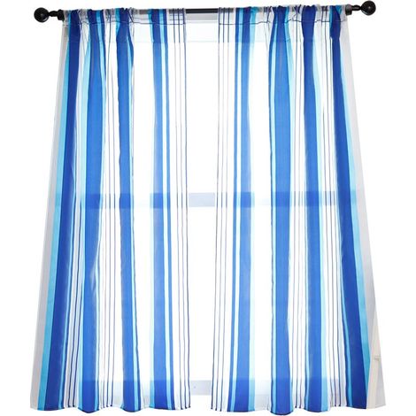 Rideau En Voile De Polyester Bleu - Style Moderne Pour Chambre Et Salon - Décoration Fenêtre Intérieure - 1 Pièce (1/5)