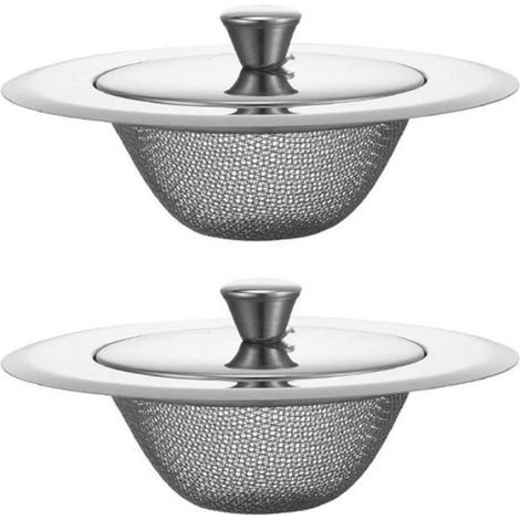 Filtre Évier - Acier Inoxydable - Diamètre 11 cm - Avec Couvercle - Lot de 2 (1/4)