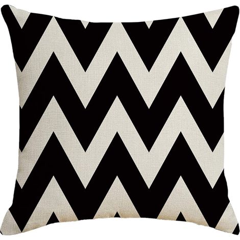 Housse De Coussin Extérieur - Imprimé Noir Et Blanc - Polyester Résistant À L'Eau - Pour Jardin Terrasse Balcon - 1 Pièce (1/4)