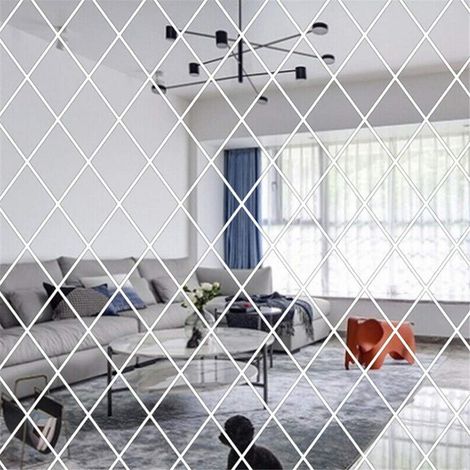 Autocollants muraux miroir 3D diamant triangle, auto-adhésifs amovibles pour carreaux meubles