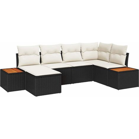 Maison Exclusive - Set Divano da Giardino 7 pz 6-Numero di posti Nero e Crema (1/5)