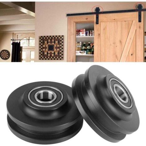 4Pcs Roulettes Coulissantes Roues de porte Grange Placard Armoire Quincaillerie Cabinet Fenêtre Poulie Coulissante