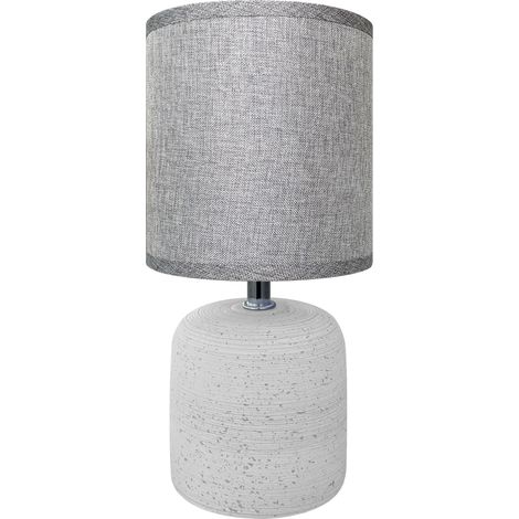 Lampada Moderna Da Comodino Con Lavorazione a Onde Finitura Opaca Certificata RoHS In Ceramica Con Paralume 45W Scrivania Tavolo Abat Jour Grigio scuro