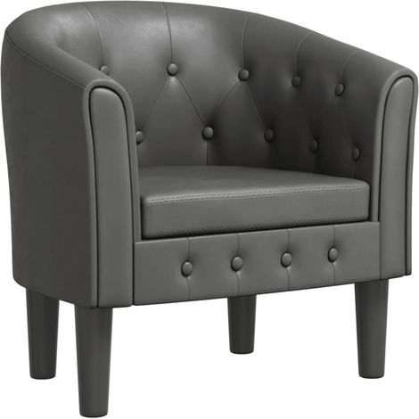 Sillón cuero sintético gris vidaXL