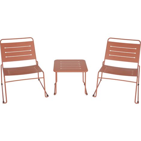 Salon de jardin 2 personnes en métal - Terracotta - Solena