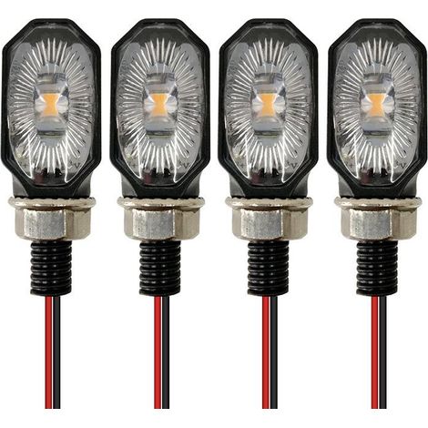 Clignotants Moto LED Ovales 4 Pièces - Feux de Signalisation Ambre 1LED, Petits Clignotants Universels pour Motocycle, Éclairage Sécurisé et Compact (1/5)