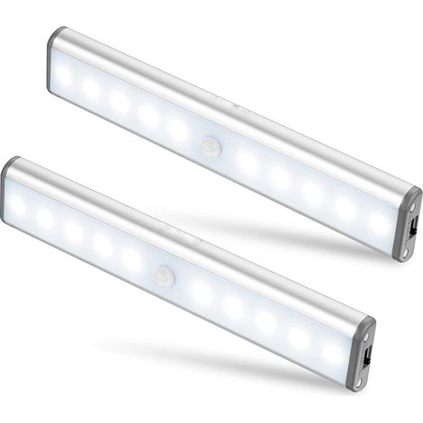 Lot de 2 Lampes 10 LED, Sans Fil, Rechargeable par USB, Aimanté, Détecteur de Mouvement, 2 Modes d’Éclairage, Veilleuse Enfant, Appoint … [Classe énergétique A++],AAFGVC
