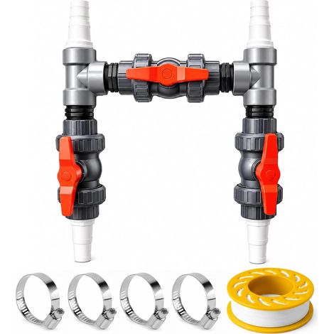 Bypass Piscine Ø 50 mm – Kit de Raccordement Pompe à Chaleur Piscine, Adaptateur Piscine 32 mm 38 mm pour Pompe à Chaleur Piscine Hors Sol, Régulation Débit Eau (1/5)