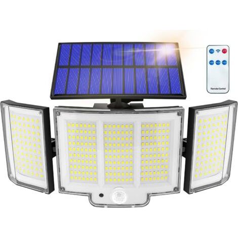 HOXILEELEO - Lampe solaire extérieure 1500 lm IP65 avec capteur, angle de vision de 270° et 3 modes d'éclairage. Éclairage solaire extérieur puissant. (1/5)